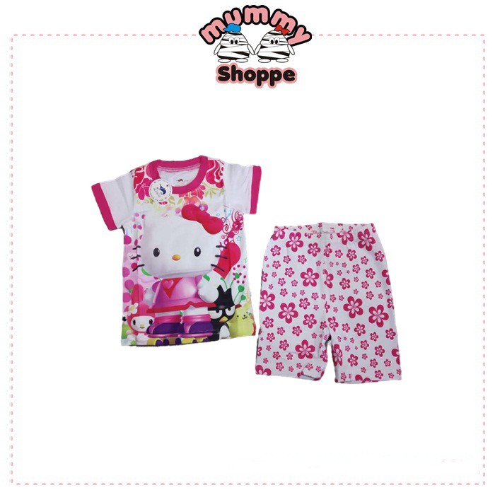 setelan anak motif hello kitty J2 SHORT 852 BIG fashion anak perempuan motif hello kitty