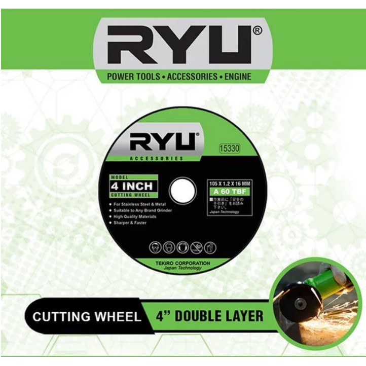 RYU Mata Gurinda Batu Gerinda Potong Besi Cutting Wheel 4 Inch x 1.2mm