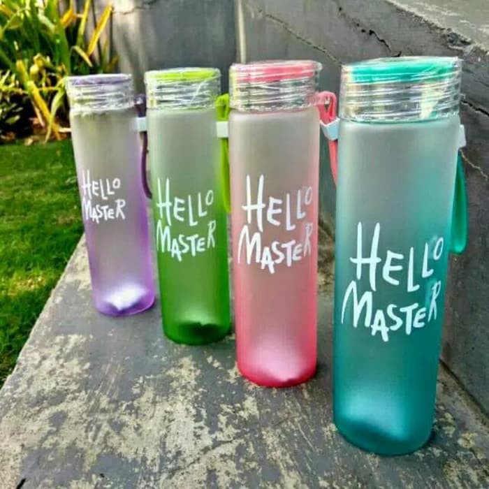 1 BOTOL MINUM HELLO MASTER KACA NON POUCH 500ML - BOTOL MINUM MURAH