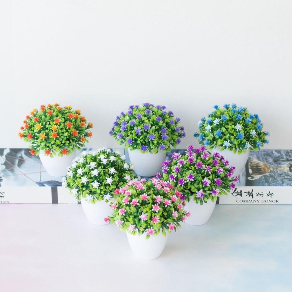 COD / TF11 POT TANAMAN  BUNGA HIAS BUNGA DEKORASI RUANGAN BUNGA PLASTIK HIAS P2078-MERAH