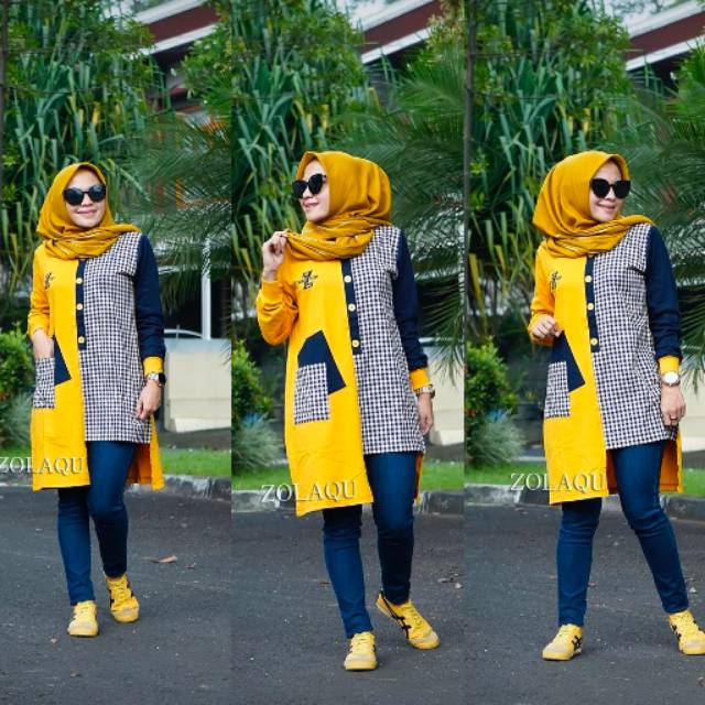 Ready Zolaqu Tunik Zolaqu Kuning Kotak 100% ORIGINAL ZOLAQU