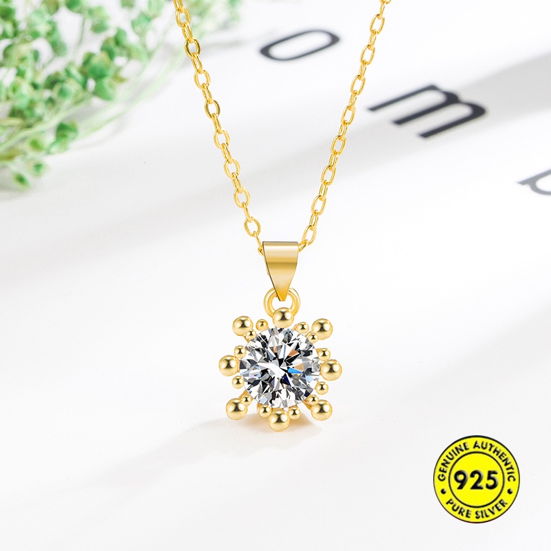 Kalung Zircon Lapis Silver S925 18K Bentuk Bulat Untuk Wanita