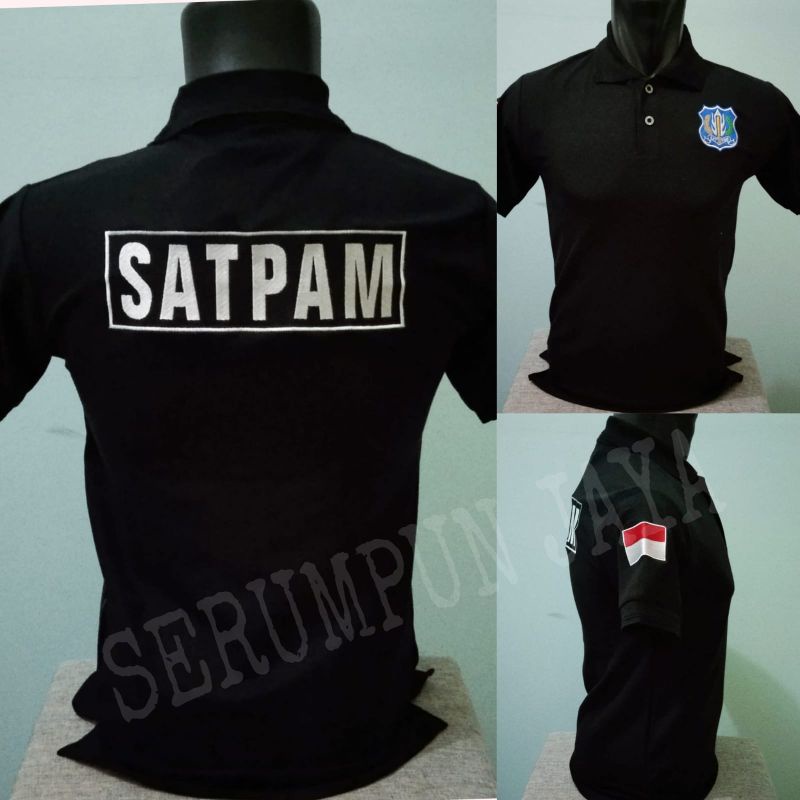 KAOS SATPAM - KAOS KERAH SATPAM LOGO BIRU FULL BORDIR