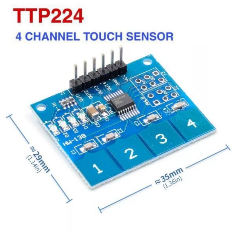 4 Channel Saklar Sentuh Touch Sensor Capacitive TTP224 Digital Switch saklar sentuh 4 chanel