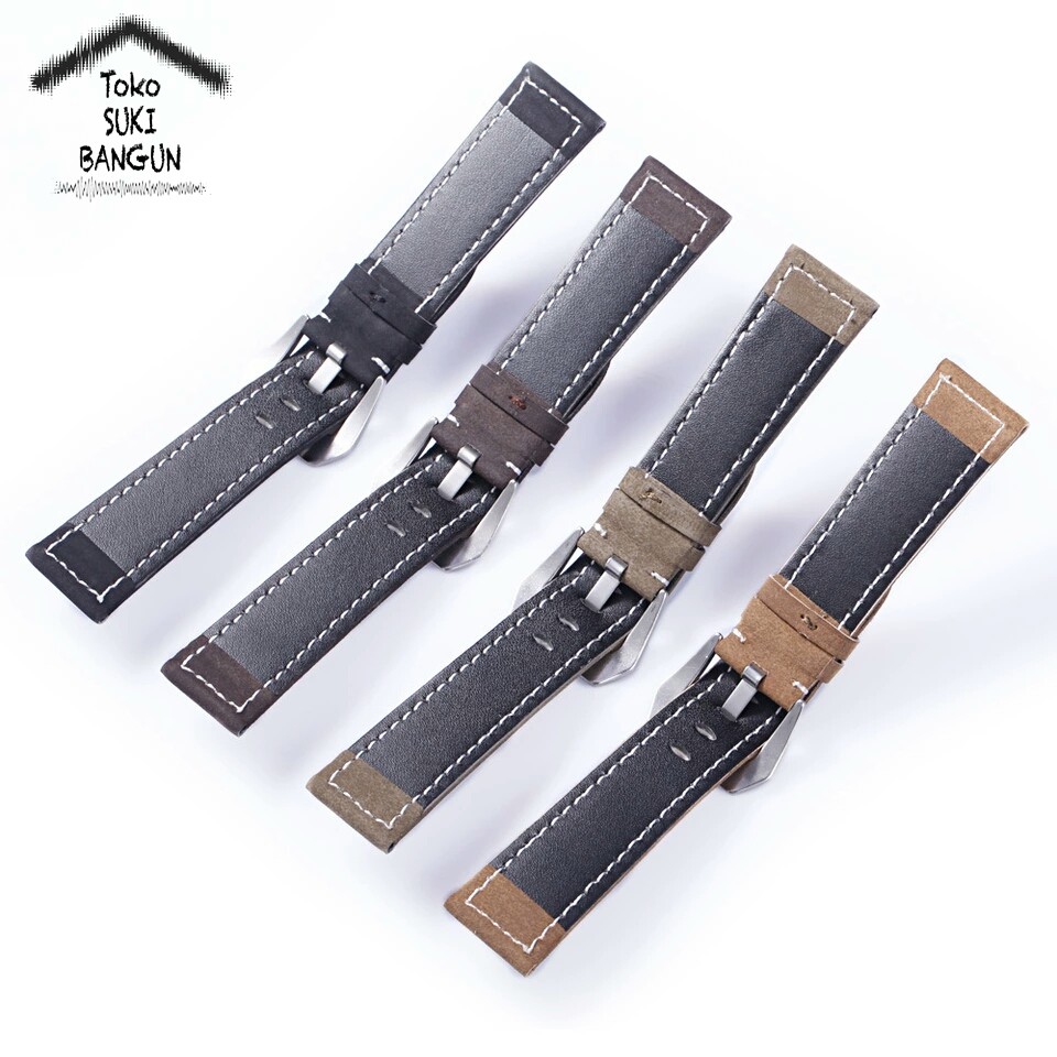 TALI JAM 24mm Motif Kulit Beludru Watch Strap Leather