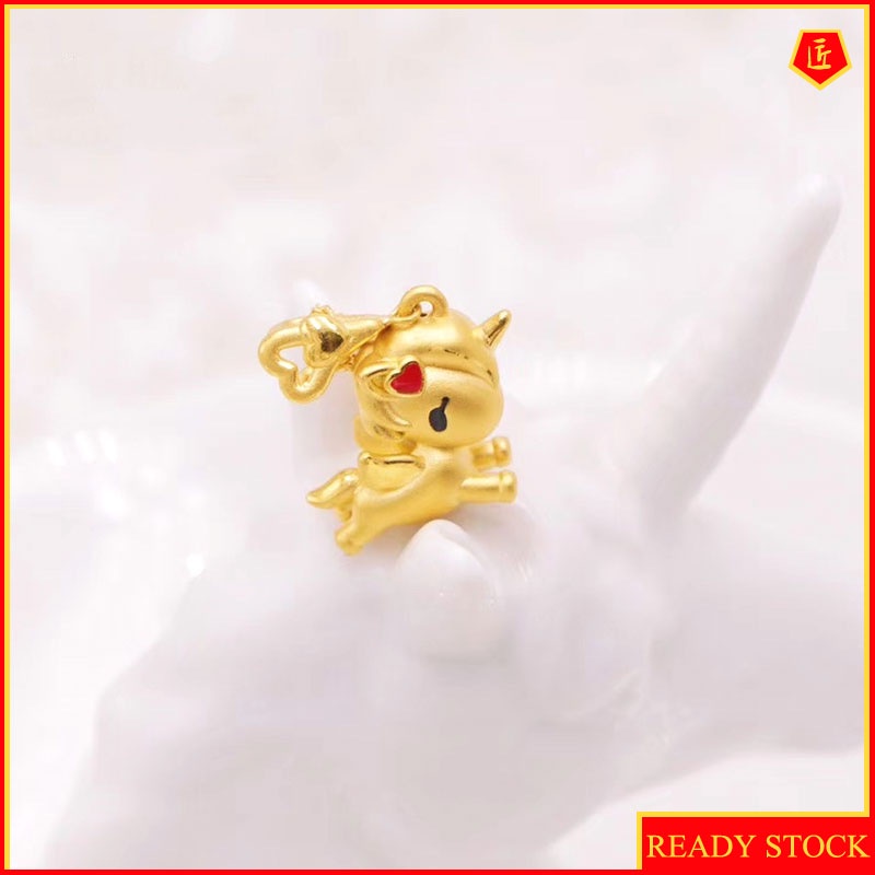 [Ready Stock]Love Unicorn Pendant 3D Golden Dreamy Cute Pegasus Necklace for Women