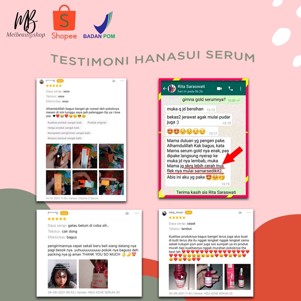 Hanasui ✔️BPOM Power Serum | Whitening Gold Vit C Collagen Anti Acne Propolis