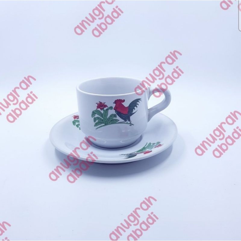 gelas cangkir set ayam , gelas kopi keramik ayam 6 pasang