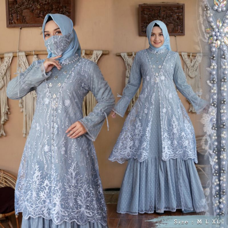 Permata Olshop / Gamis Rianty DJM  / Kebaya Gamis Modern / Gamis  Pesta Mewah / Gamis Kondangan / Kebaya Pesta