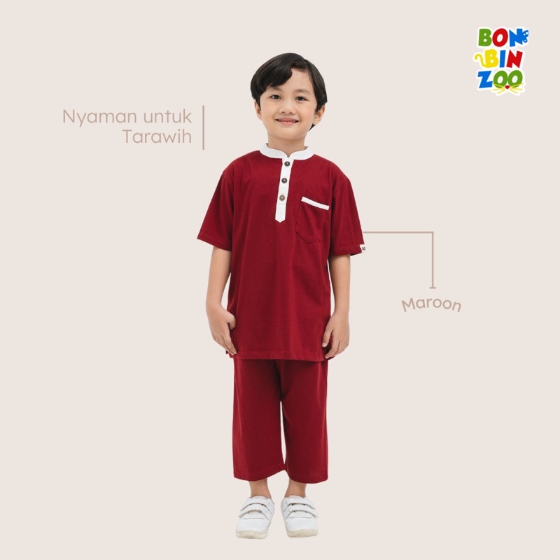 Bonbinzoo Setelan Koko Set  1-12 Tahun S M L 4 5 6 7 8 9 10 11 12 Tahun Baju Fashion Lebaran Kekinian Adem