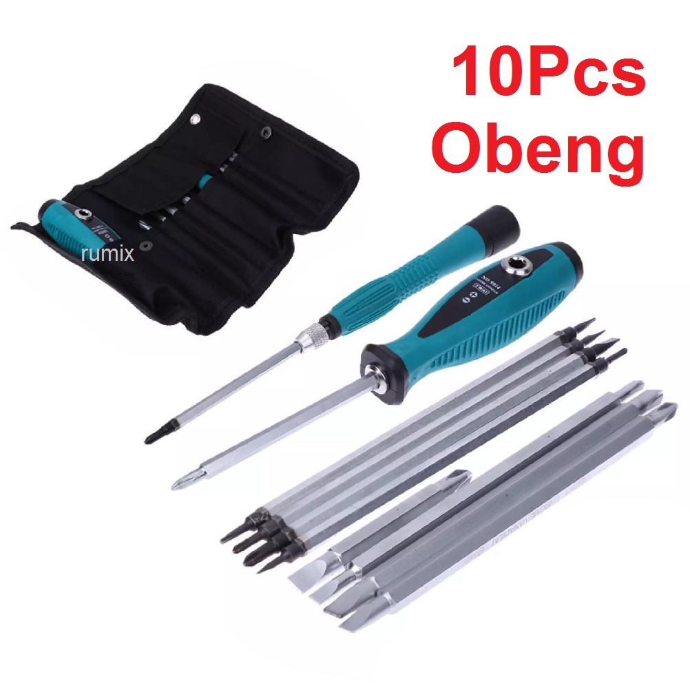 Screwdriver Set 10pcs Obeng Reparasi Magnetik Presisi Bolak Slotted Star Bits Untuk Alat Perbaikan Praktis Paket