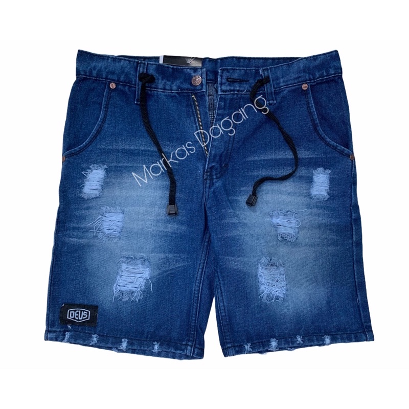 Celana Jeans Pria Sobek / Ripped Jeans Pendek Pria / Kancing