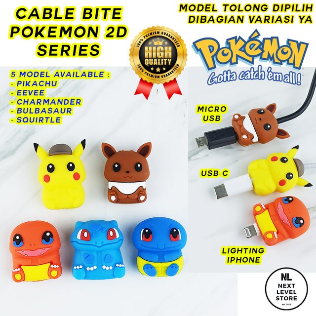 Pokemon 2D Series Cable Bite Pelindung Kabel Protection Pikachu