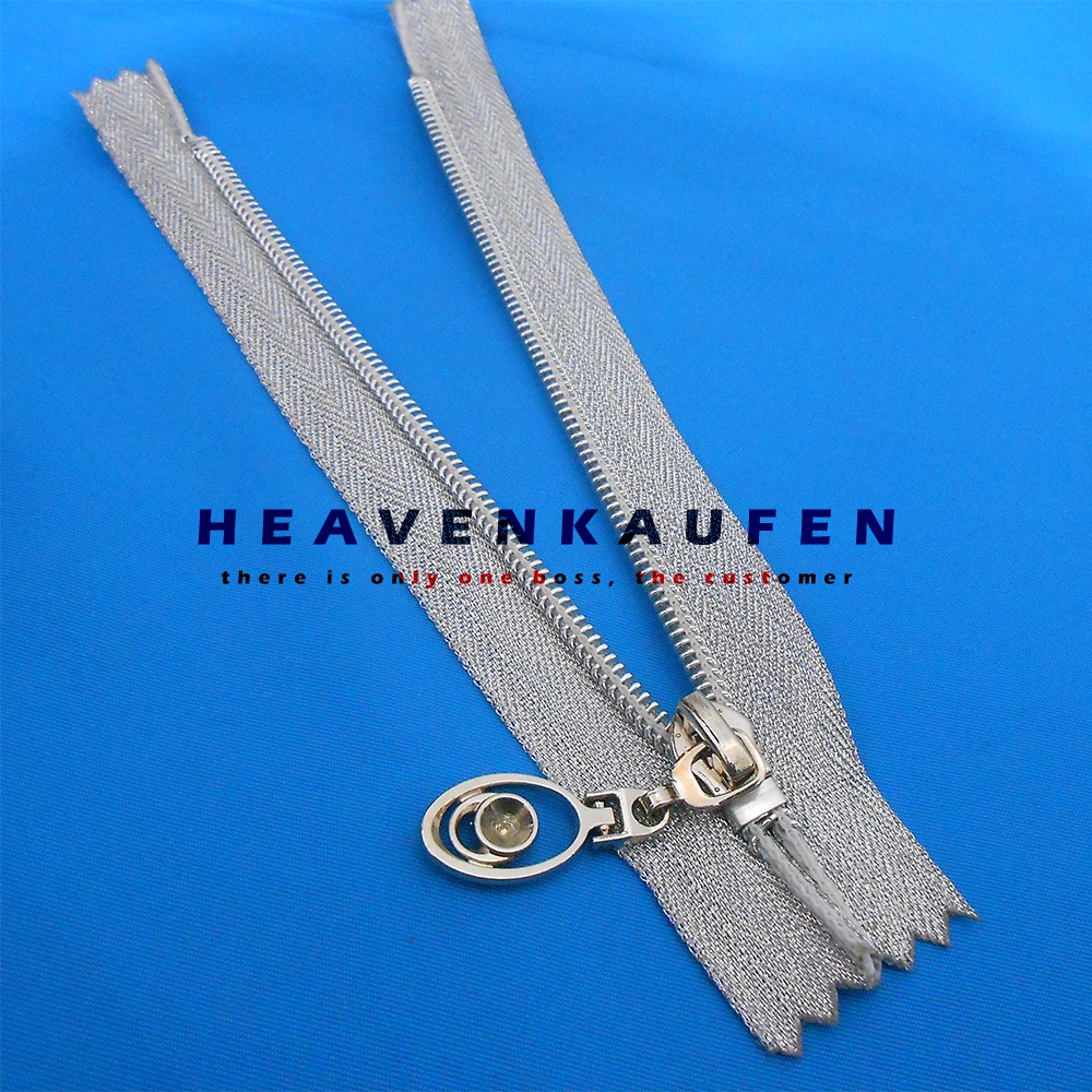 Resleting Zipper Blink Blink Coil 15 cm Silver Perak Mengkilap Kelap Kelip