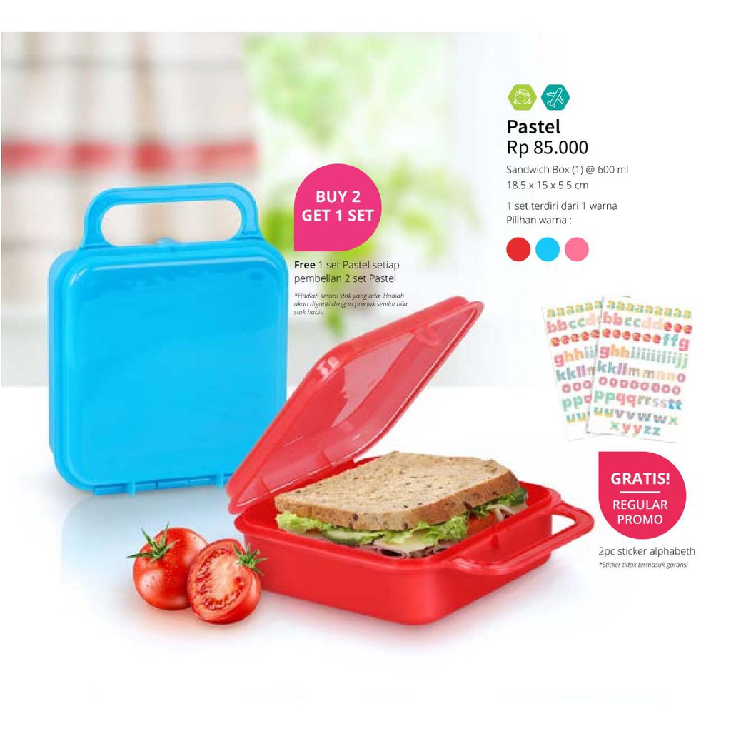 Promo Pastel Moorlife Buy 2 get 1 (tempatmakan, tempat bekal anak, tempat roti, sandwitch)