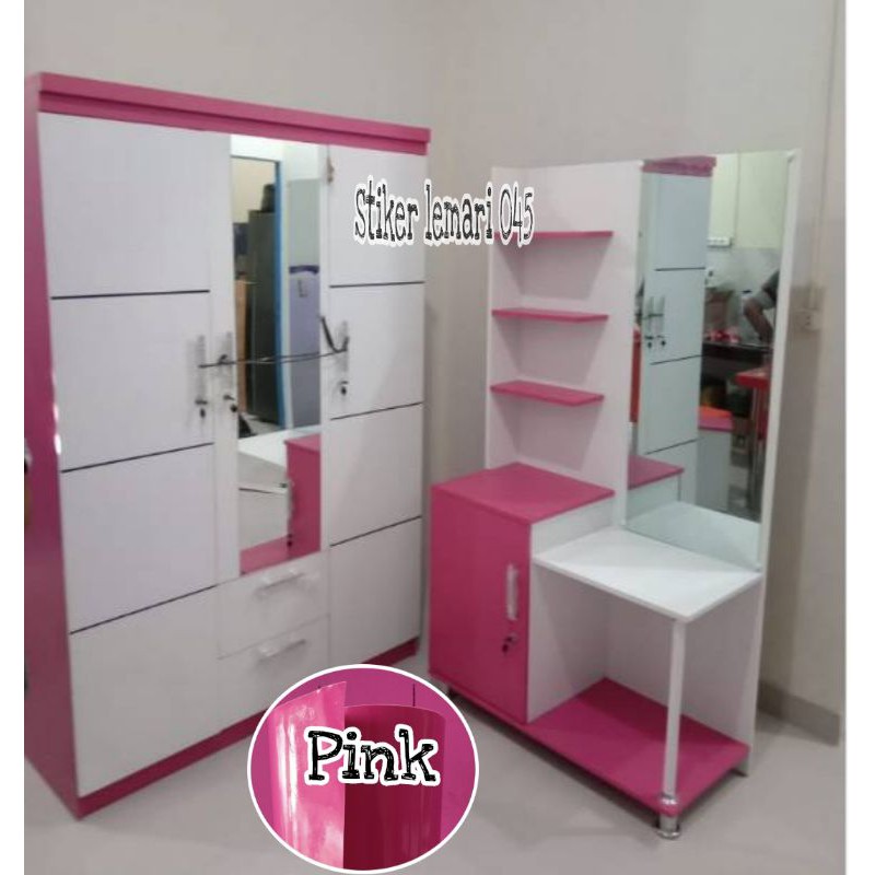 stiker vinyl lemari meja pink glos