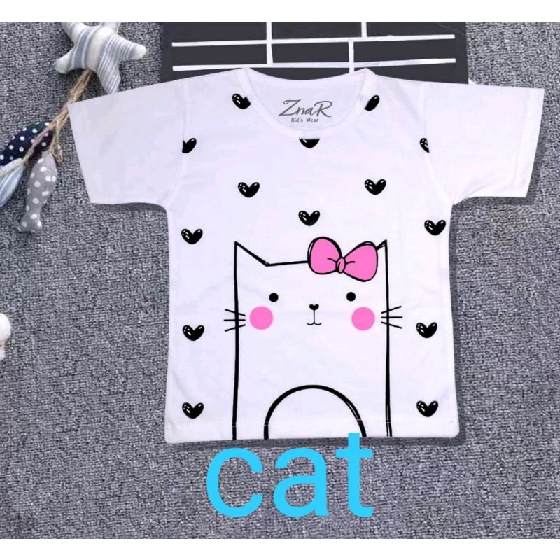 Baju bayi atasan kaos bayi usia 3-9 bulan-32 Putih Cat