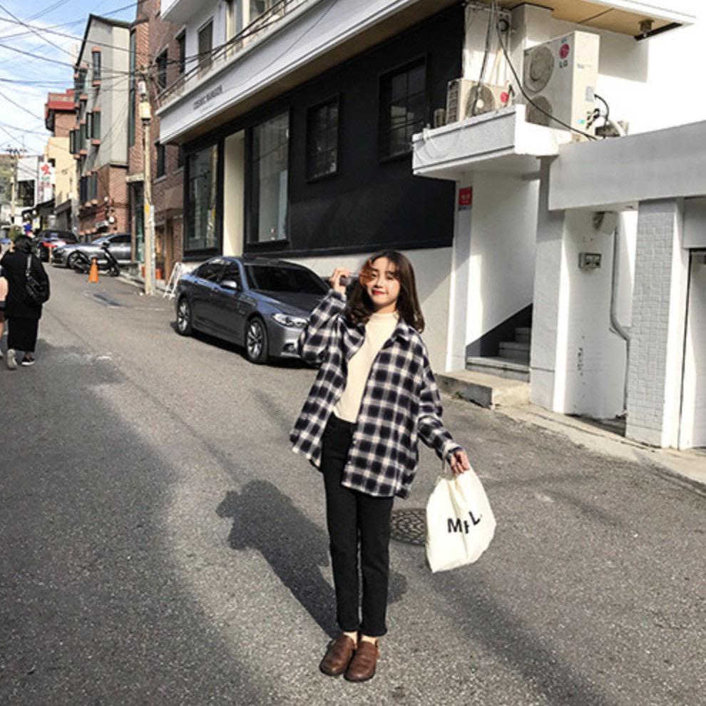 BEFAST - ZEC OOTD Wanita Kemeja ADHIC / Joselo Oversize XXL Shirt / Kemeja Atasan Wanita / Kem Lengan Panjang / Hem Kotak-Kotak / Kem Kekinian Remaja / OOTD Ala Style Korean / Trendy Terlaris