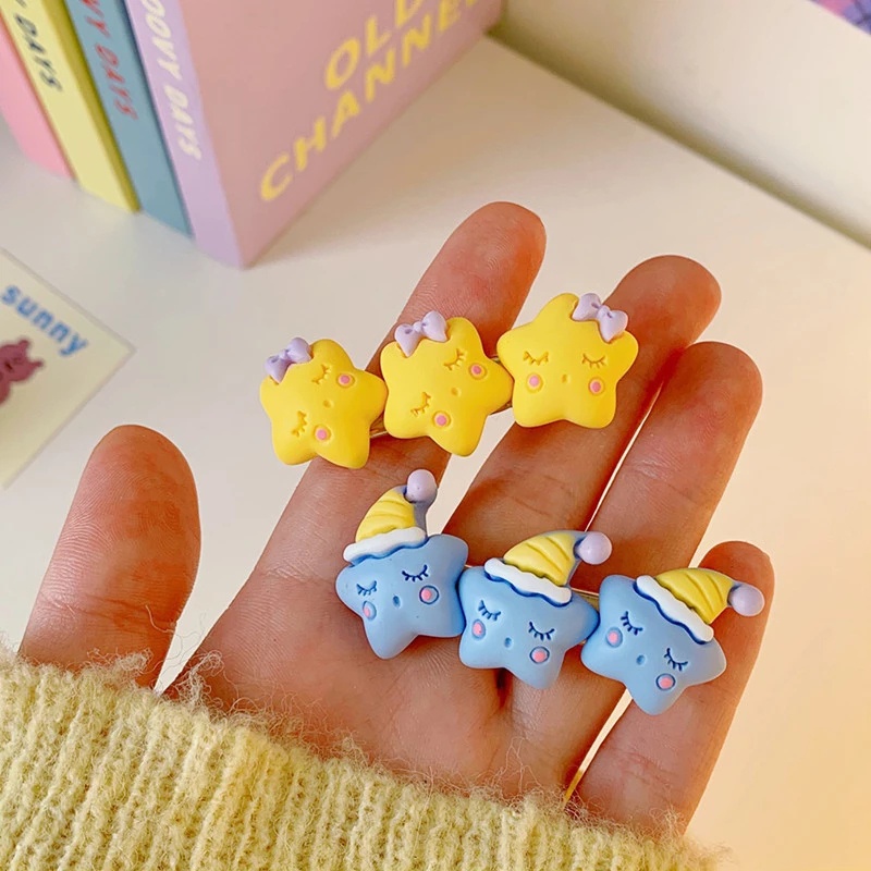 Cute Cartoon Star Cloud Baby Shape Acrylic Hairpin/ Small Fresh College Style Bangs Side Clip/ Girl Sweet Hair Accessories