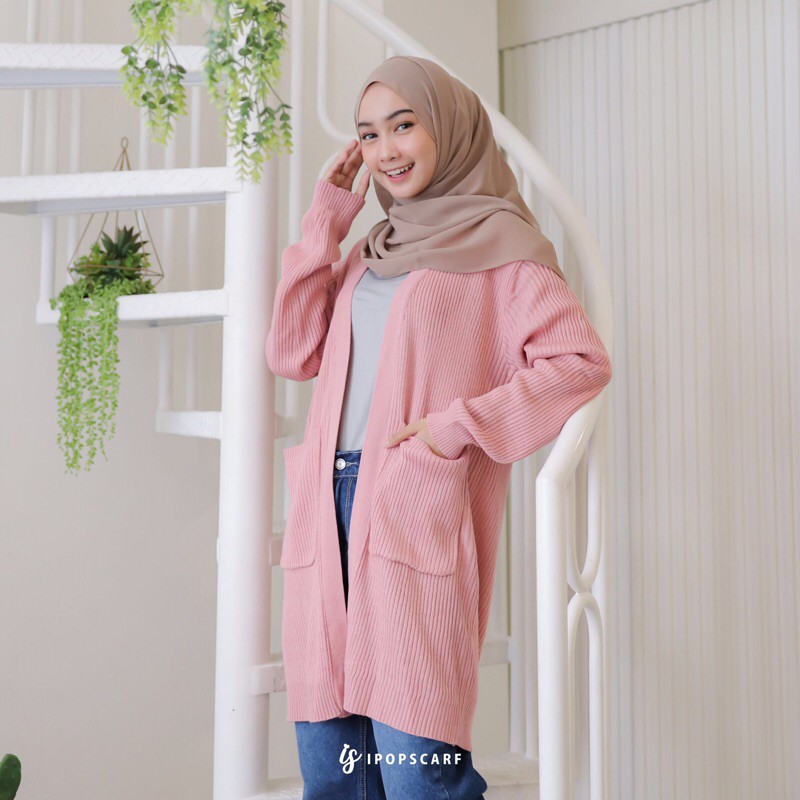 LUMA LONG CARDI | cardigan rajut panjang, soft knit cardigan-6