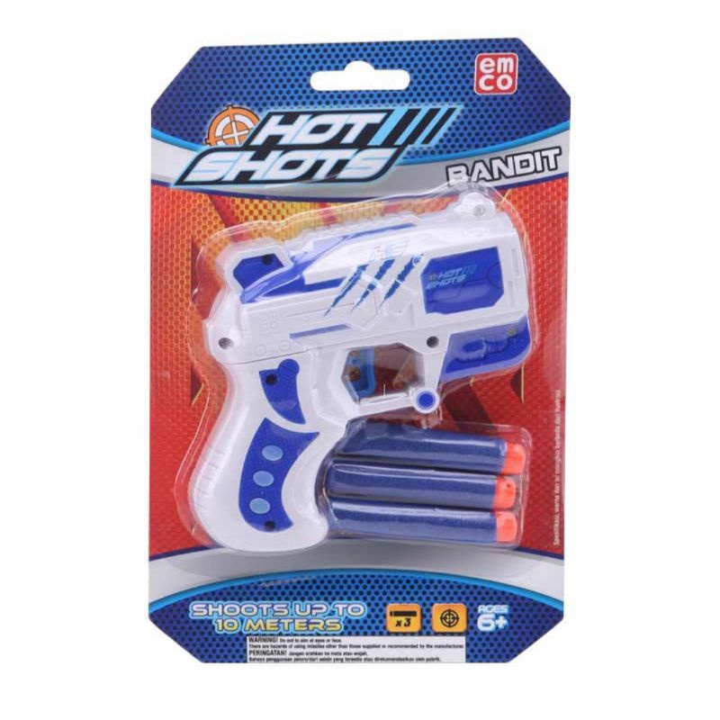 Emco Hot Shots Bandit Biru Putih Tembakan mainan seperti Nerf Gun