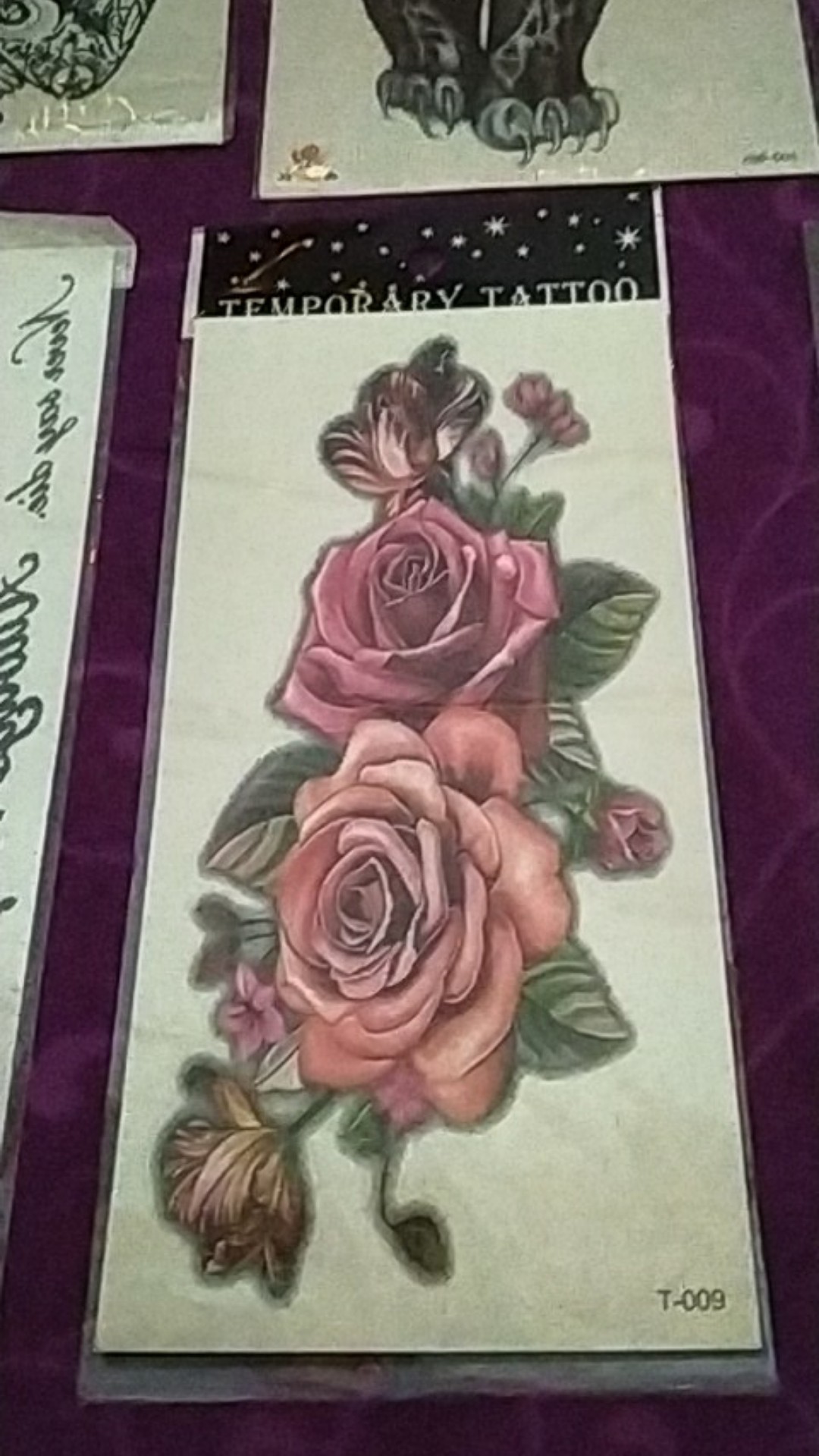 TOPL Stiker Tato  Temporer  Anti Air Motif Bunga Mawar 