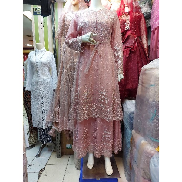 kebaya gamis pesta/kebaya busui baju pesta tulle mutiara