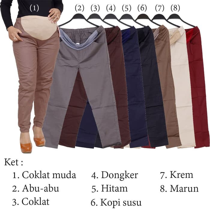 Celana kerja ibu hamil bahan katun twill strech