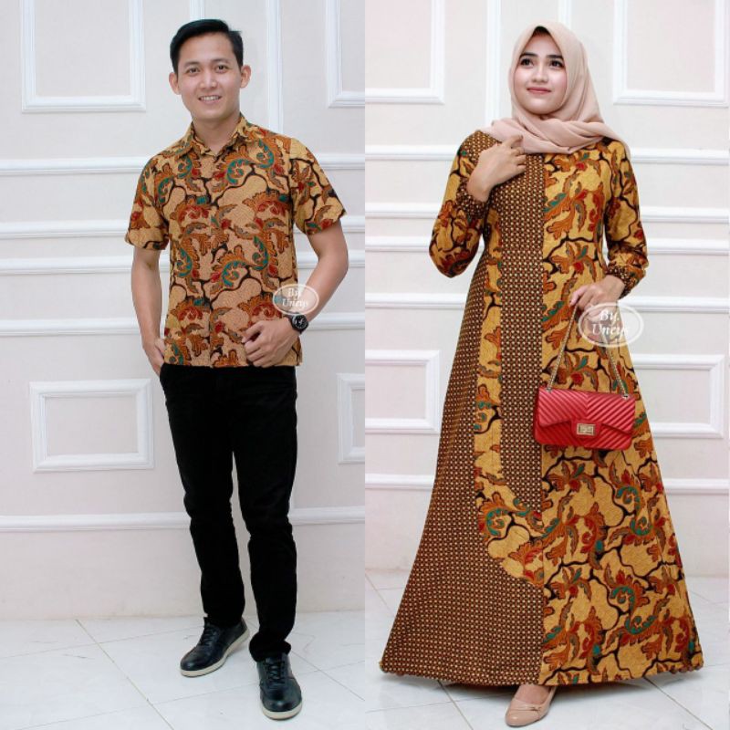 Baju Gamis Jumbo Batik Couple Bahan Katun Mewah Simpel Elegan