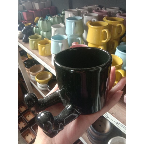 Pot Keramik Kaktus bentuk kaki/ pot keramik