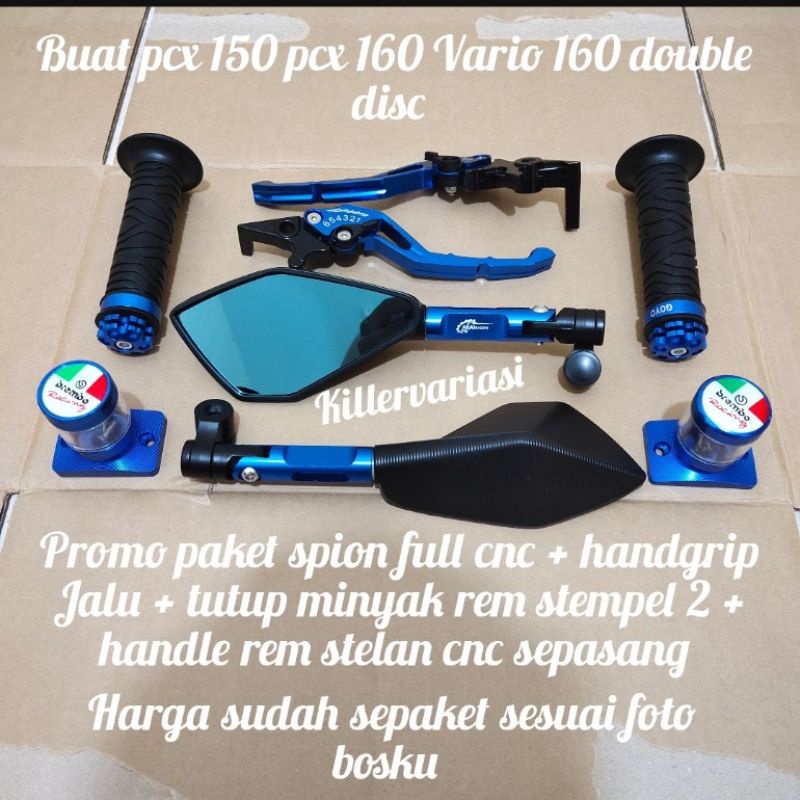 Promo paket handle rem pcx 150 pcx 160 Vario 160 promo handle rem + spion Tomok full cnc + tutup minyak rem stempel 2 + handgrip Jalu sesuai foto