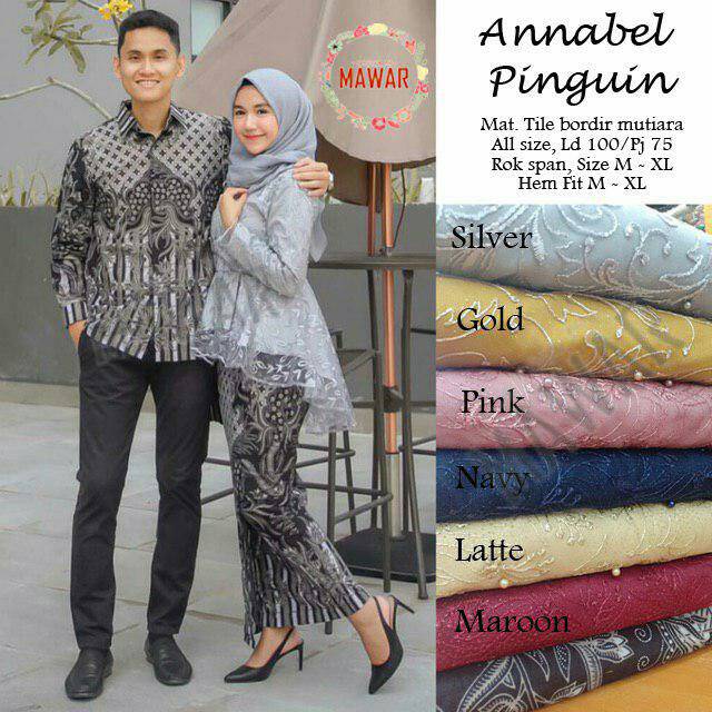 SET PAKAIAN COUPLE BATIK | SET WANITA BATIK | DRESS FASHIOM MUSLIM &amp; KEMEJA PRIA COUPLE ANNABEL