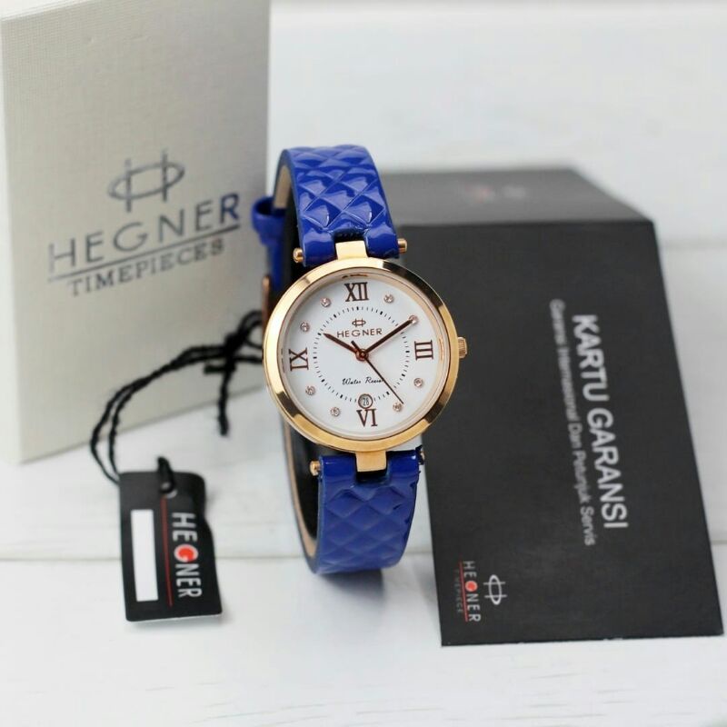 Jam tangan Hegner 412 Tali kulit Original Wanita