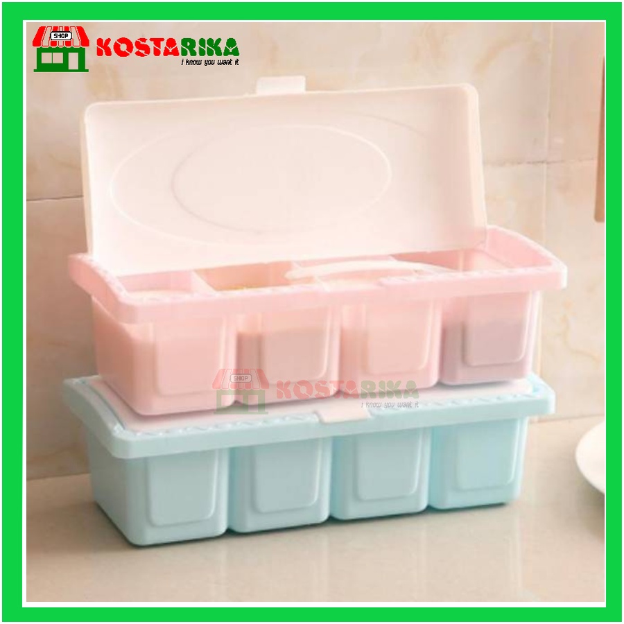 Tempat Bumbu Dapur 4 Set Garam Lada Micin Merica Lada Bawang Cabe Cabai Chilli Bagus Seasoning