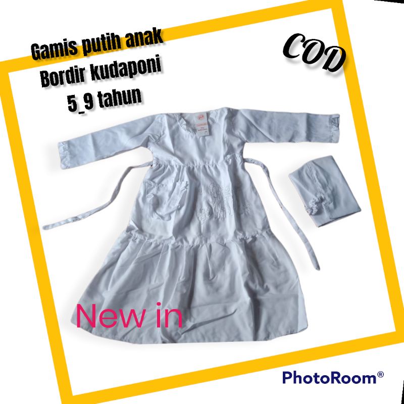 Gamis putih manasik haji anak perempuan paud TK MD/baju muslim putih anak perempuan cantik 5_12tahun