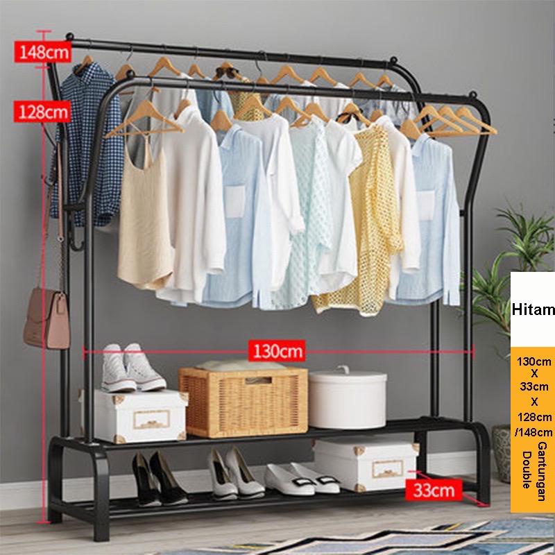 [UNIK88] Gantungan Baju Stand Hanger Gawang Double Rack