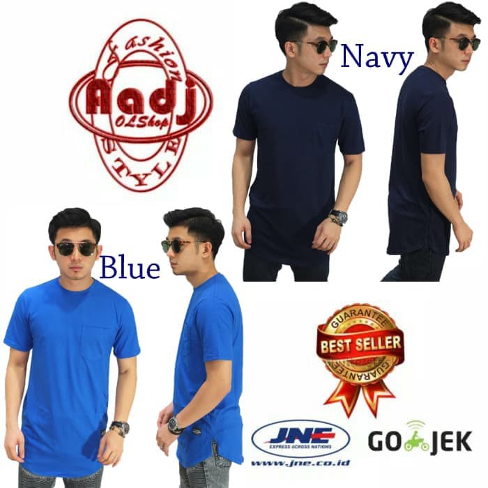 LONGLINE T-SHIRT BACIC BLACK / KAOS LONGSHIRT HITAM POLOS PRIA #2 - PUTIH, L