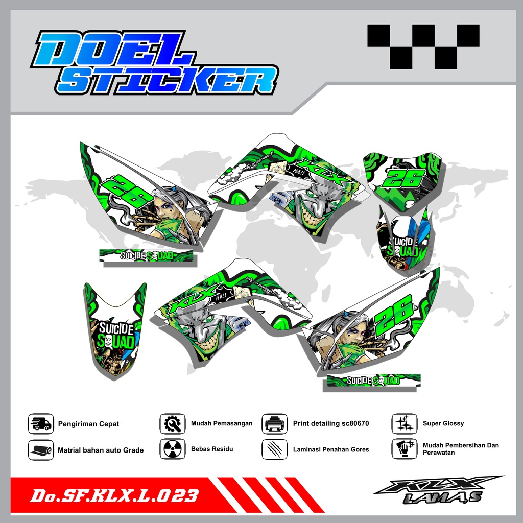 Sticker Striping Honda KLX L , S Lama List Variasi Hologram , Crome Doel 023