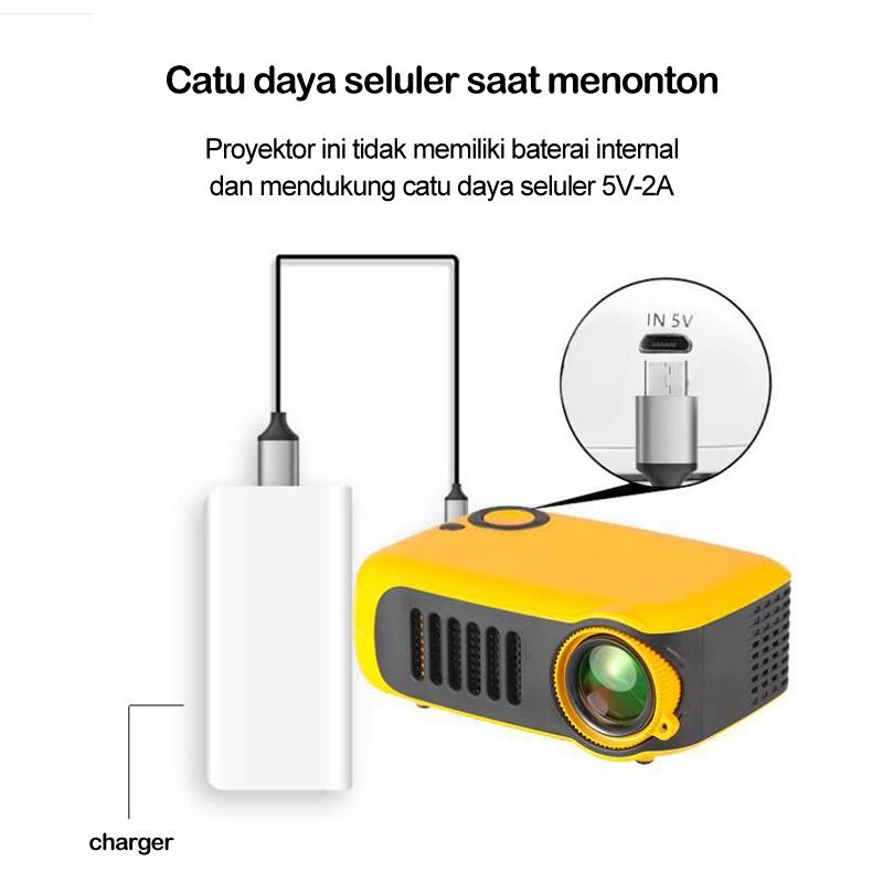 ❣️Garansi&amp;Hadiah❣️Mini Projector A2000 Full HD 1080P Video Projector 800 Lumens Portable PAKET LENGKAP ORIGINAL