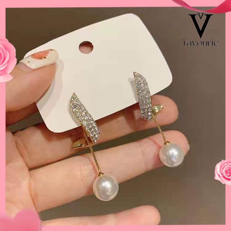 [COD]Anting Mutiara Berlian Elegan Anting Fashion Sederhana-FA