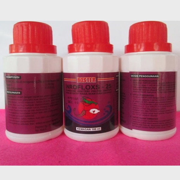 Boster Inrofloxs 25 100ml Inroflox Obat Anti Bakteri Ikan Kolam Tambak