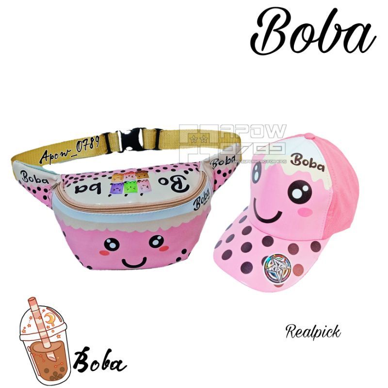 Tas Slempang Anak Perempuan/Waistbag BOBA /Free Topi Boba Anak