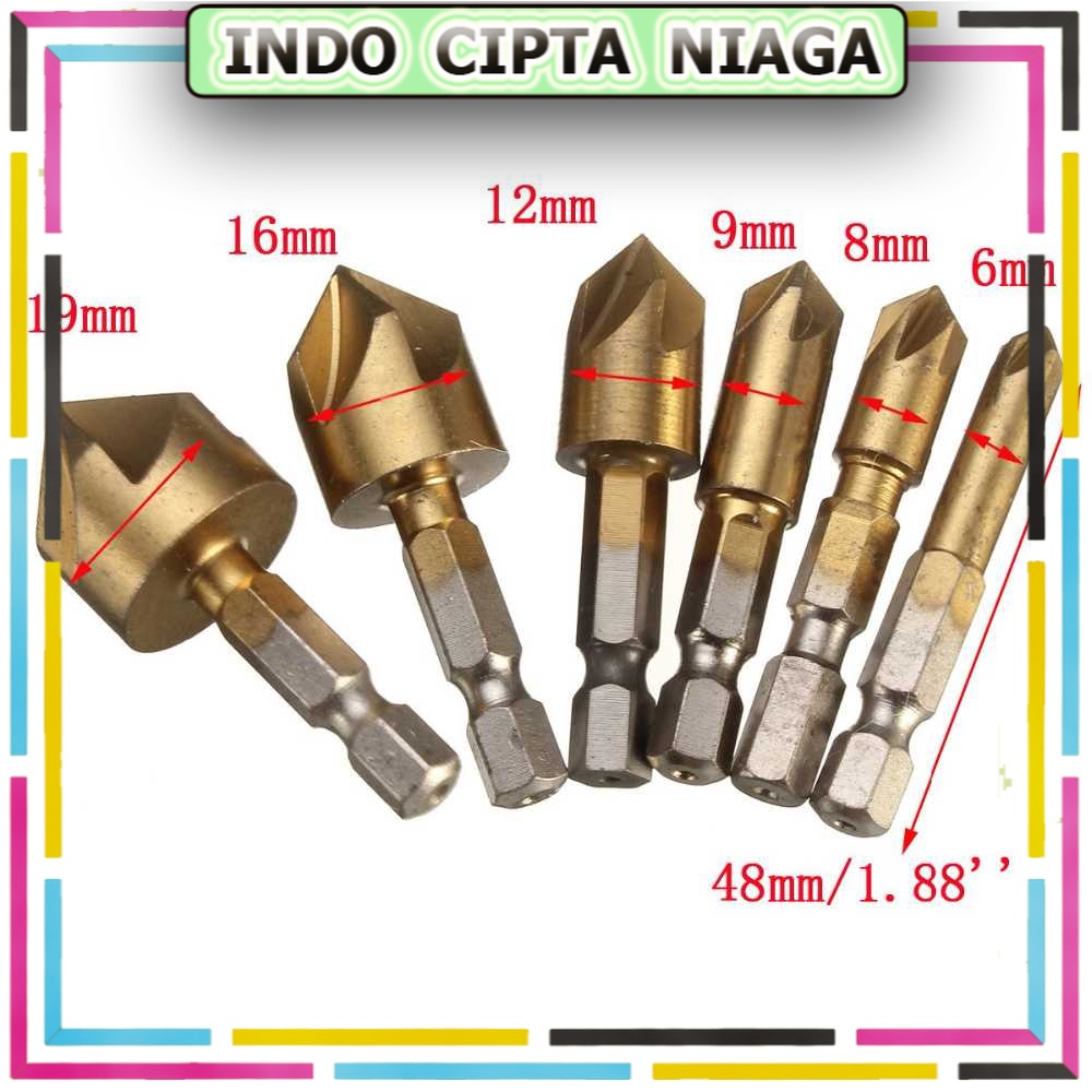 Taffware Mata Bor Drill Bit Countersink HSS 6-19mm 6 PCS - BT3