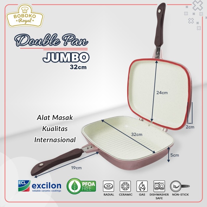 Panci Wajan Anti Lengket Ceramic Pink Boboko Doublepan Jumbo 32Cm 058