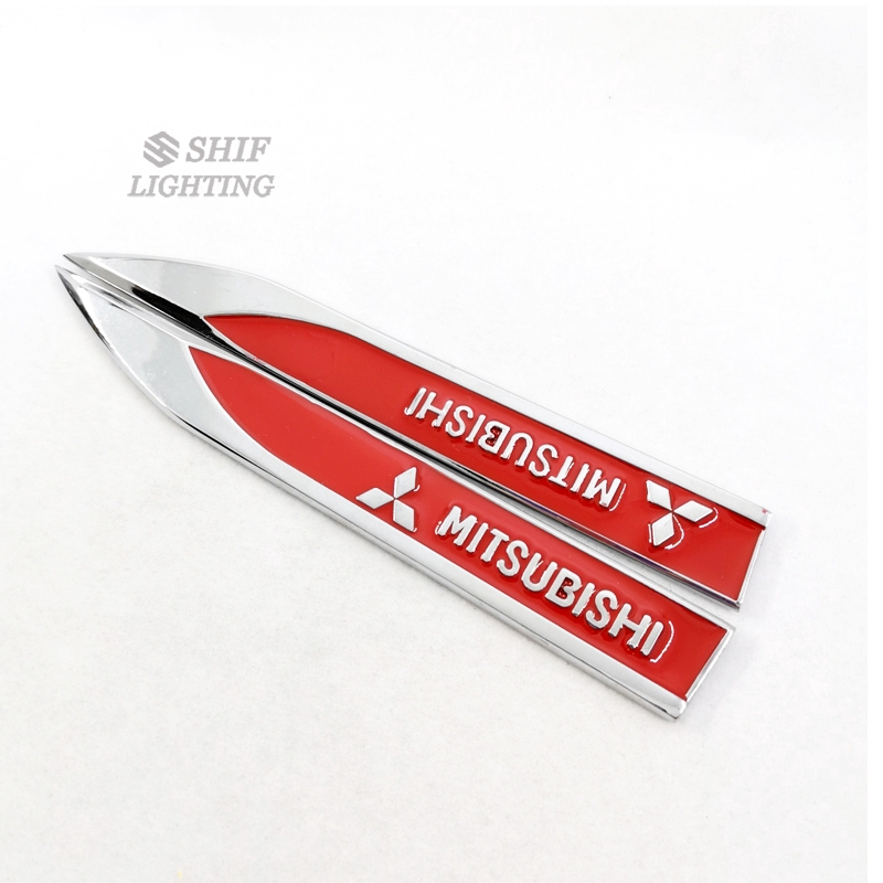 2Pcs Stiker Emblem / Badge Logo Mitsubishi Bahan Metal untuk Mitsubishi