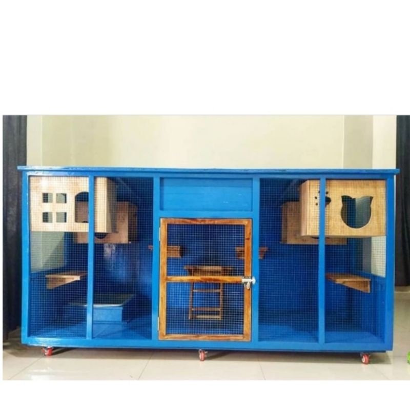 Kandang kucing besar jumbo aksesoris lengkap custom bahan kayu