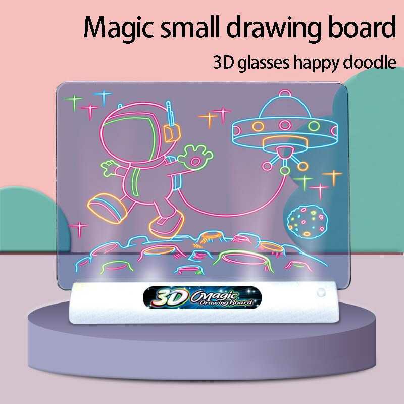 Yigebebe Mainan Menggambar 3D Magic Drawing Board LED