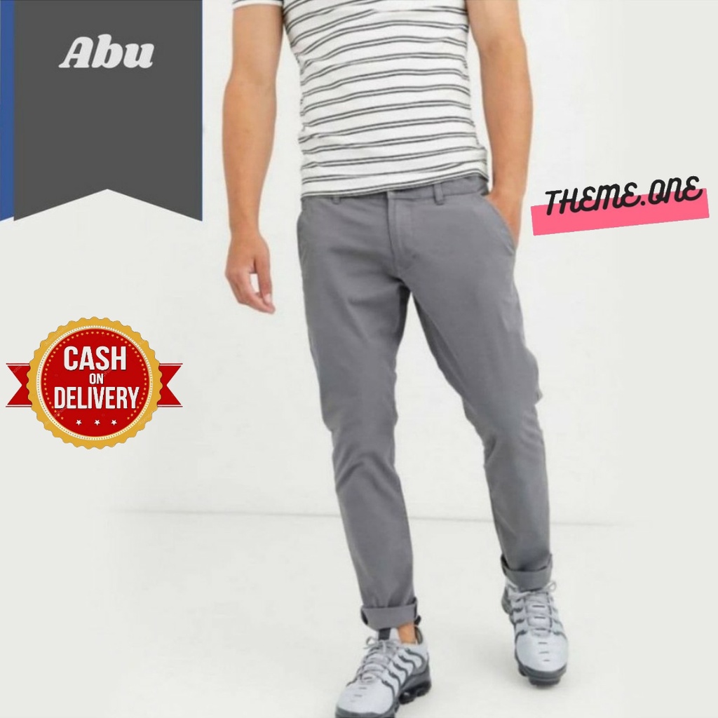 CELANA CHINO ANKLE PANTS PANJANG PRIA SLIMFIT KERJAHARIAN SANTAI KASUAL FORMAL HITAM ABU CREAM MOCCA CELANA CHINO PRIA