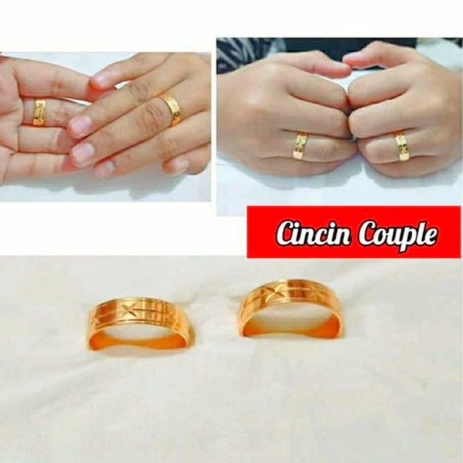 Cincin TITANIUM Polos Ukir Couple Atau Sepasang Perhiasan Wanita Gold dan Silver limited edition