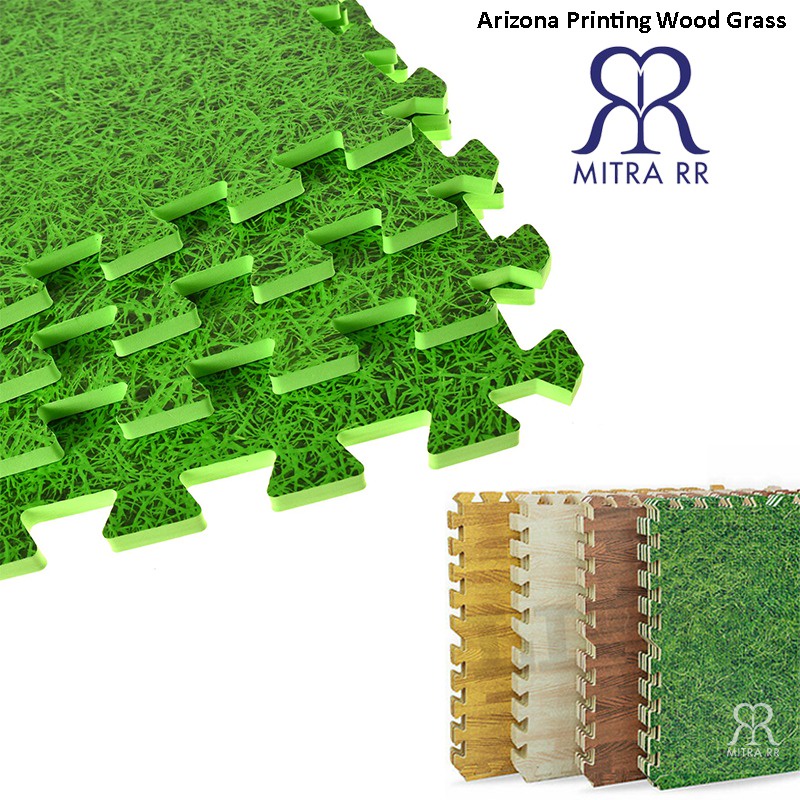 [2 KG] Arizona Puzzle Mat Printing Wood Grass Alas Lantai EVA foam Motif Kayu / Rumput 60 x 60cm